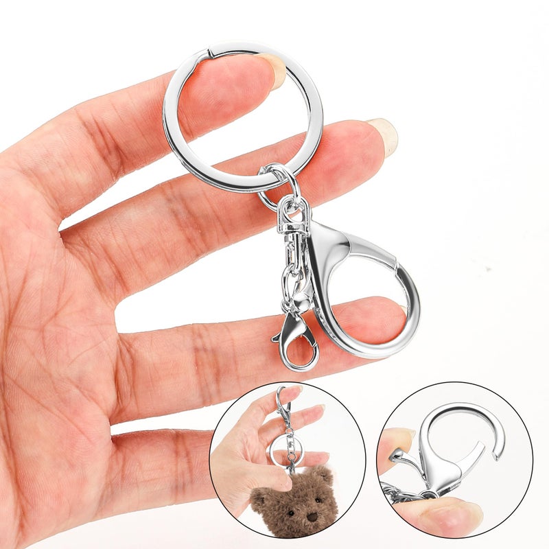 Gkeygo 10 Pack a Set Metal Lobster Claw Clasps and Key Rings, Key Chain Accessories, Keychain Making kit for Keys, Art Crafts, Jewelry Making, Silver - Image 3