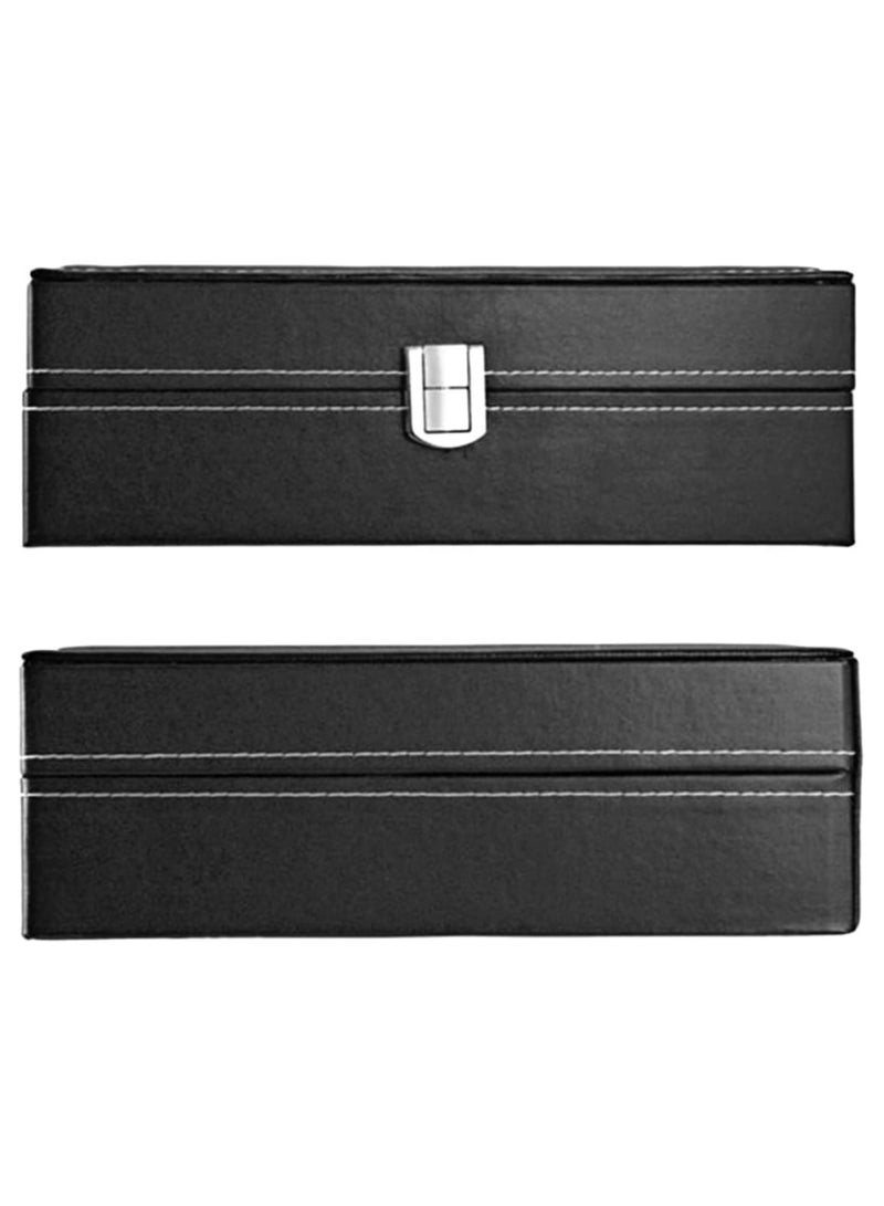 صندوق منظم للجواهر والساعات من الجلد بتصميم 10 اقسام - Image 3