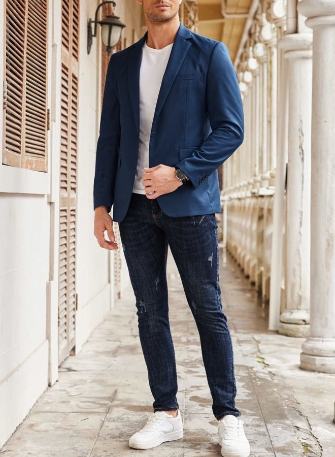 COOFANDY Mens Slim Fit Blazer Casual Sports Jacket Lightweight Sport Coat (Blue S) - Image 3