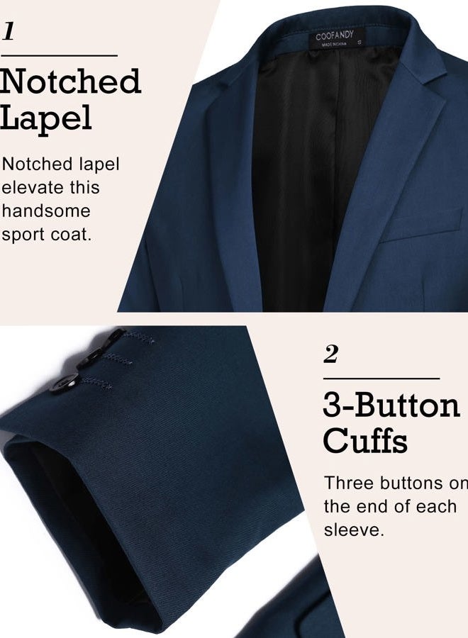COOFANDY Mens Slim Fit Blazer Casual Sports Jacket Lightweight Sport Coat (Blue S) - Image 4