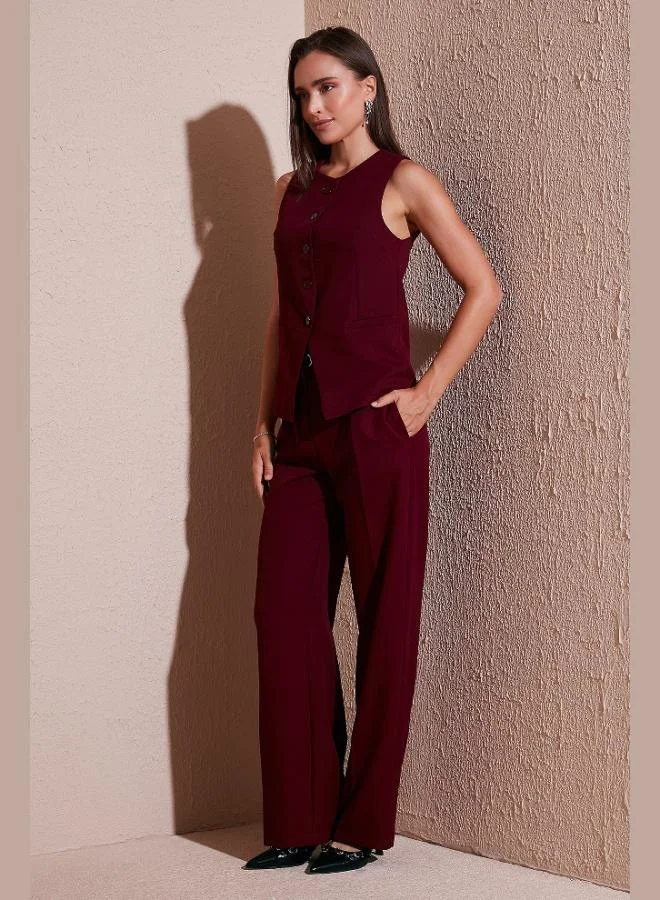 ليلا بنطلون واسع نسائي بخصر عالٍ