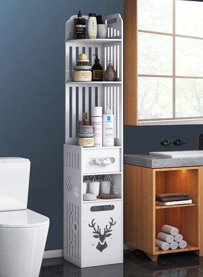 نوايوو مجلس الوزراء الحمام الزاوية مع القمامة ، بيضاء مستقلة خشبية عالية الكلمة مجلس الوزراء الحمام ، مع فتح الجرف درج نوع مساحة التخزين - Image 1