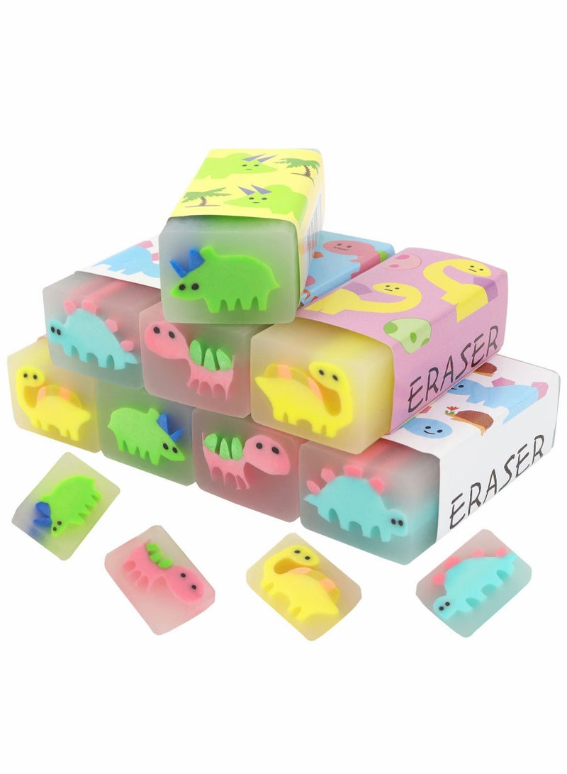 SOLARAE 8-Pack Dinosaur Erasers, Cute Animal Erasers for Kids, Fun Educational Pencil Erasers, Soft and Adorable Stationery Toys for School Supplies. - Image 5