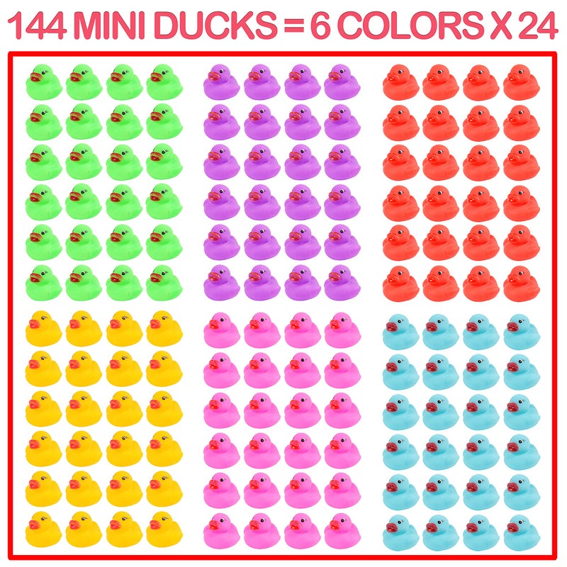 Maliweg 144-Pack Mini Rubber Ducks Set, Mini Colorful Rubber Duckies Bath Toy for Child,Float & Squeak Tiny Ducks Pool Toy Set for Kids Party Favors,Birthday Party Supplies,Prize Rewards - Image 2
