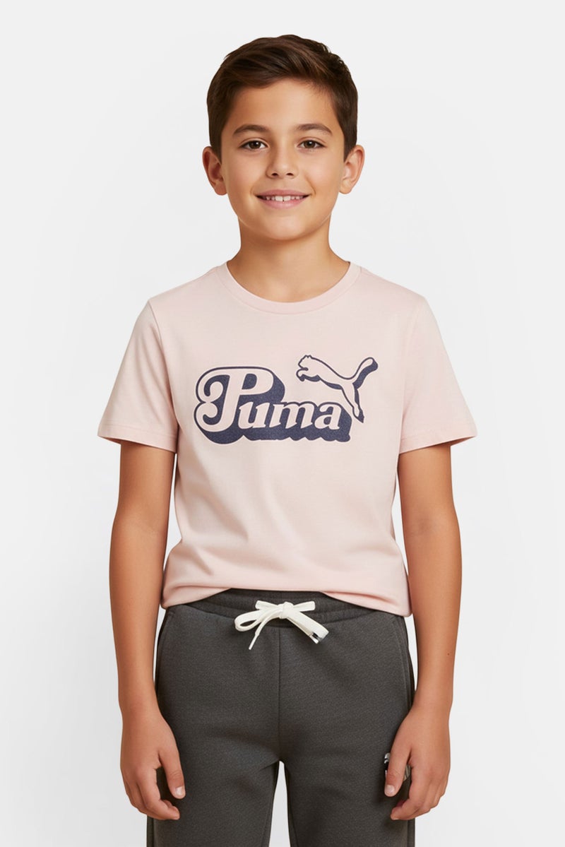 PUMA Kids Boy Crew Neck Short Sleeve Outdoor T-Shirt, Pink - Image 1