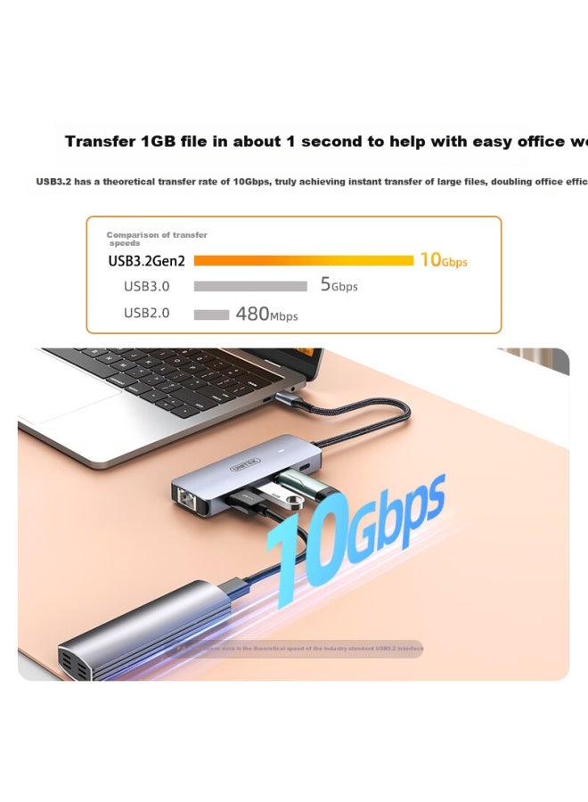 Superior Usb 3.2 Docking Station 10gbps Splitter With Ethernet Port Gigabit Rj45 4-in-1 Hub For Macbook Huawei Laptop - Image 2