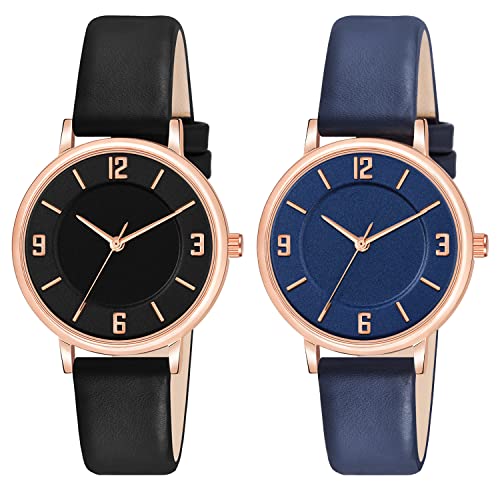 CLOUDWOOD Multicolor Special Super Quality Analog Watches Combo Look Like Preety for Girls and Womne Pack of - 2 (MT391-395) (Black-Blue) - Image 1