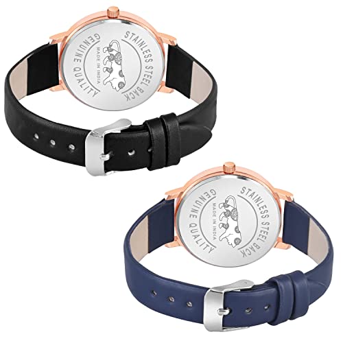CLOUDWOOD Multicolor Special Super Quality Analog Watches Combo Look Like Preety for Girls and Womne Pack of - 2 (MT391-395) (Black-Blue) - Image 3