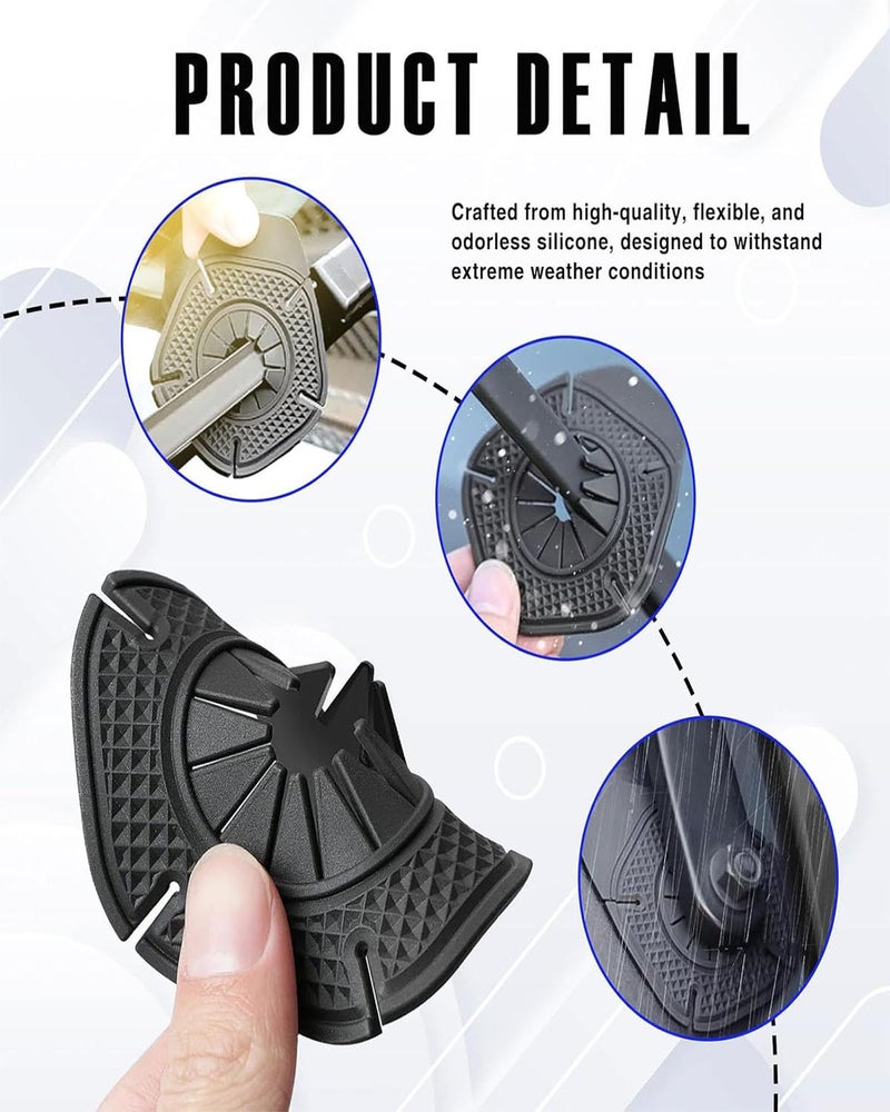 INOCEAN 4PCS Car Wiper Hole Protector Pad, Car Wiper Hole Protective Cover, Silicone Wiper Arm Bottom Protection Pads, Wiper Dust Jacket Anti-Leaf Universal for Most Vehicles - Black - Image 3