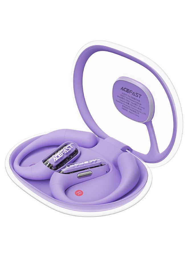 ACEFAST AceFit Pro Open-Ear Earbuds, 30H Playtime, Night Safety Mode for Sports, Powerful Bass, 7.6g Ultra-Comfort, Bluetooth 5.4, Digital Display, IP54 Sports Earbuds for Running & Workouts - Purple - Image 1