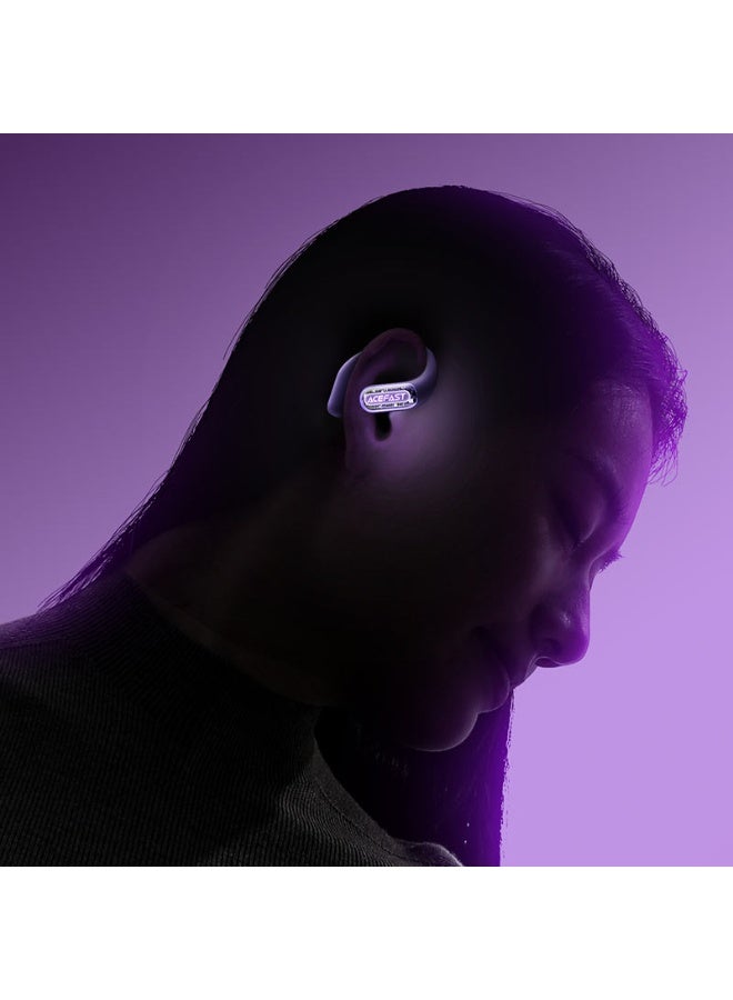 ACEFAST AceFit Pro Open-Ear Earbuds, 30H Playtime, Night Safety Mode for Sports, Powerful Bass, 7.6g Ultra-Comfort, Bluetooth 5.4, Digital Display, IP54 Sports Earbuds for Running & Workouts - Purple - Image 5