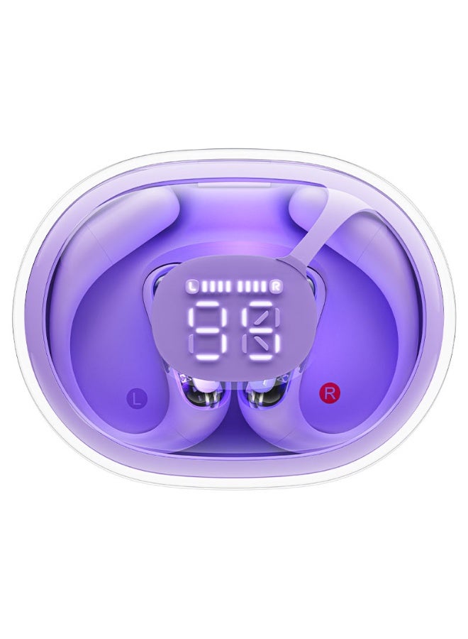 ACEFAST AceFit Pro Open-Ear Earbuds, 30H Playtime, Night Safety Mode for Sports, Powerful Bass, 7.6g Ultra-Comfort, Bluetooth 5.4, Digital Display, IP54 Sports Earbuds for Running & Workouts - Purple - Image 2