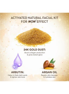 WOW Skin Science Gold Facial Kit For Glowing Skin | Made With Activated Naturals | Salon Like Facial At Home | Brightens Dull Skin | Tightens & Refines Skin | 85Ml  - Image 3