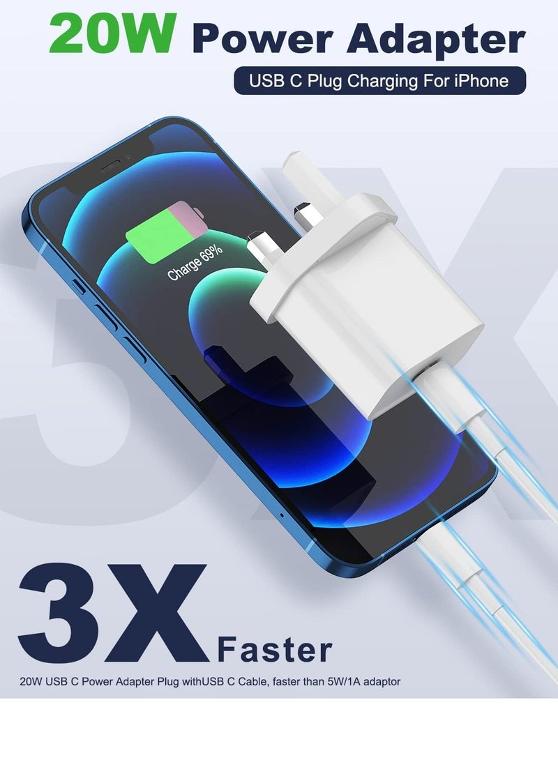 General 20W Type C Fast Charger Adapter for iphone 14 pro/ 14 pro max/14/13/12/11, USB C Fast Charging Plug with Cable 2M  - Image 2