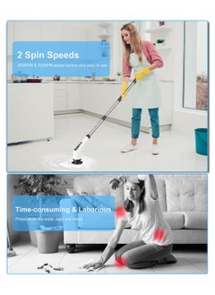 Electric Cleaning Brush, 2022 Spin Scrubber Cordless with 8 Interchangeable Drill Brush Heads, Tub and Floor Tile Mop Set with 137 cm Adjustable Handle for Bathroom Kitchen Car Floor (White) - pzsku/ZAC5B005A9CD434723EEFZ/45/_/1733935907/9931ae53-c33b-4946-b502-373aa4a88a4a