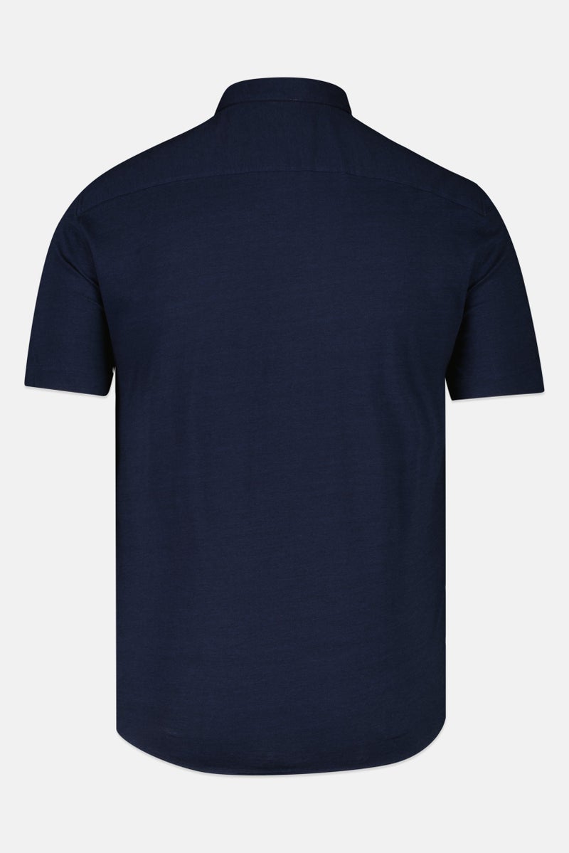 Celio Men Regular Fit Solid Short Sleeves Casual Shirt, Navy Blue - Image 3