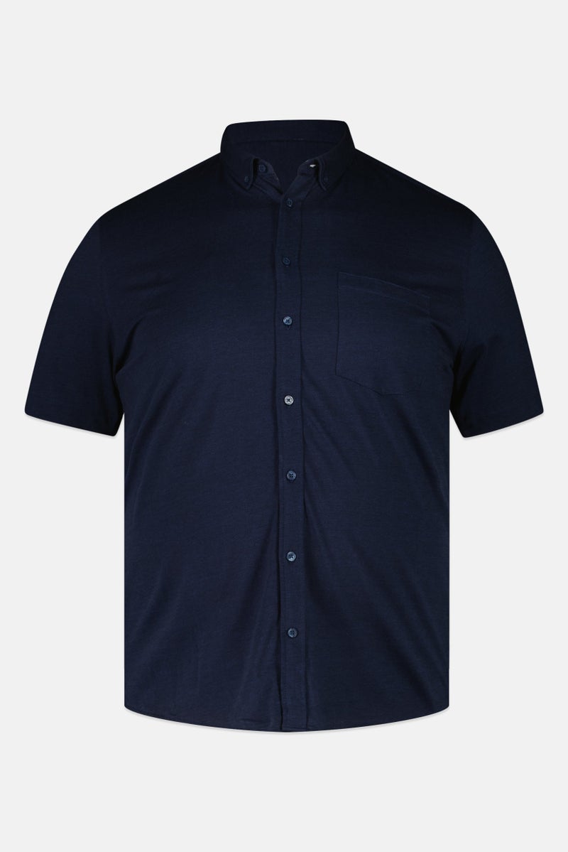Celio Men Regular Fit Solid Short Sleeves Casual Shirt, Navy Blue - Image 1