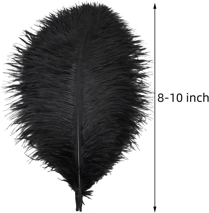 Ballinger Black Ostrich Feathers Bulk - 24Pcs 8-10inch Feathers for Crafts,Gatsby and Halloween Party Centerpieces - Image 3
