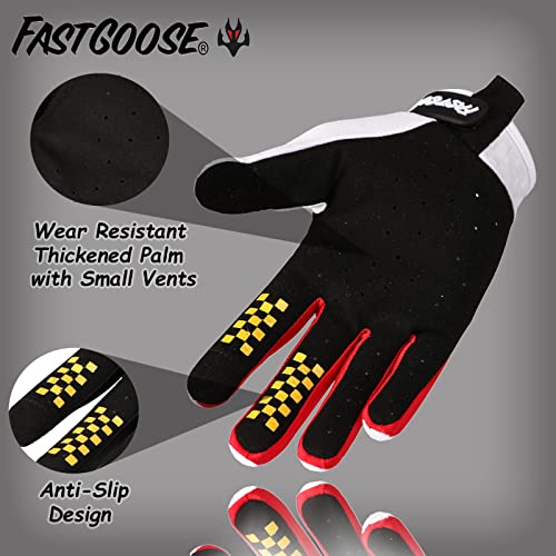 FASTGOOSE Dirt Bike Motocross Gloves - Motorbike Riding Bike Gloves for Off Road Racing Sports Cycling (White, Medium) - Image 3