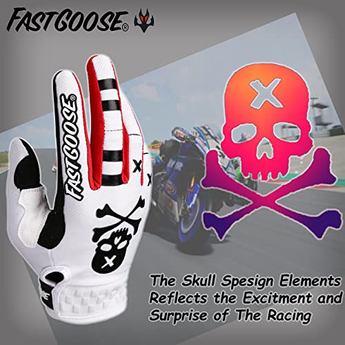 FASTGOOSE Dirt Bike Motocross Gloves - Motorbike Riding Bike Gloves for Off Road Racing Sports Cycling (White, Medium) - Image 4
