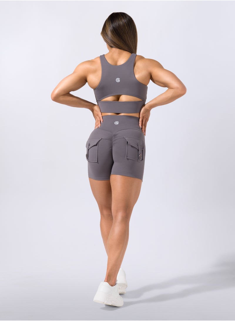 Pocket Scrunch Shorts - Storm Grey - Image 1