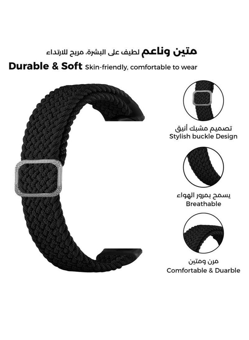 HablTech Braided Nylon Fabric Strap For Xiaomi Band 10/Xiaomi Band 9/Xiaomi Band 8(Black) - Image 2