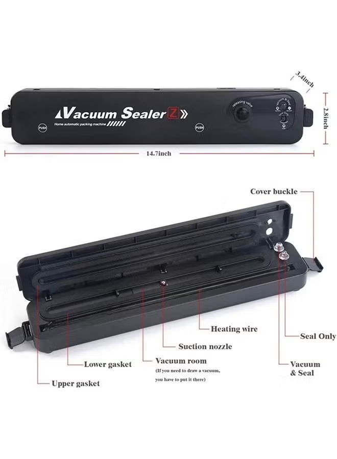 عربست آلة ختم تفريغ الطعام القوية -تصميم صغير، تشغيل تلقائي، صمت فائق و ختم سريع 15 Sec -نظام ختم الطعام الأسود لجميع الأنواع - Image 5