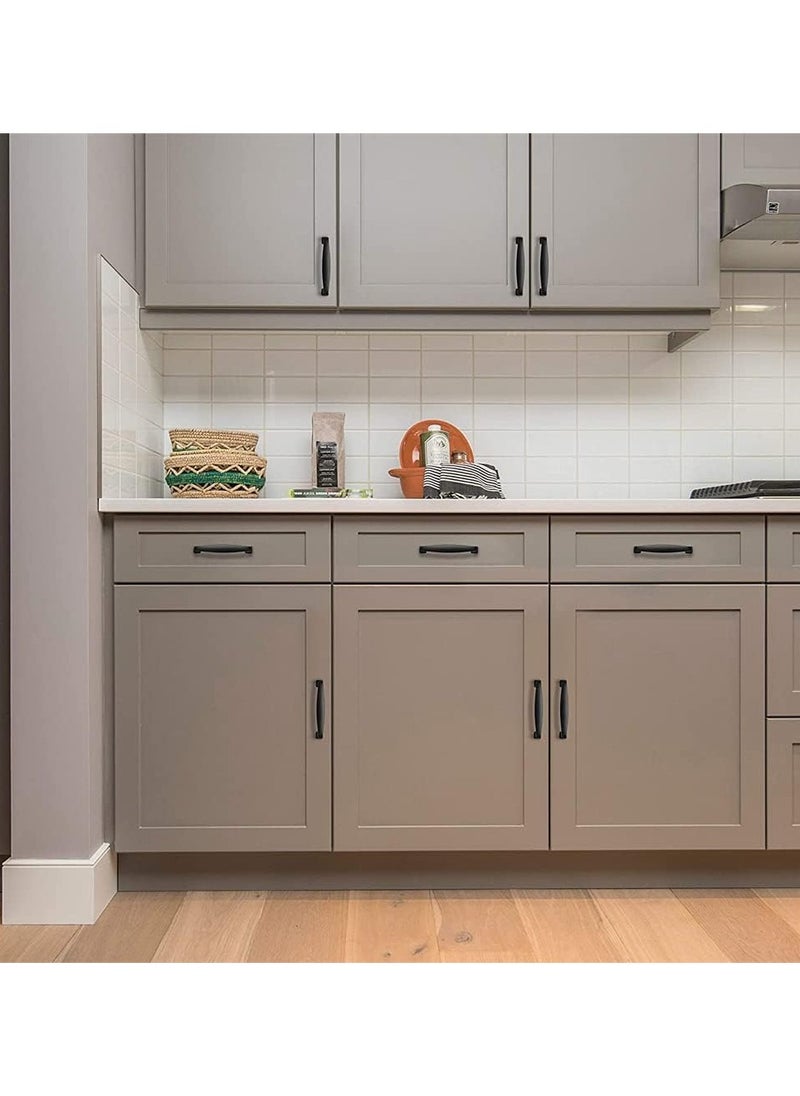 10 Pcs Kitchen Cabinet Handles Solid Pulls Hardware 5 inch Hole Center Matte Black Drawer for Cupboard
