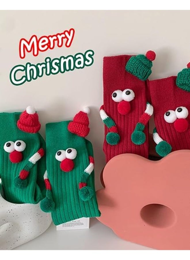 جوارب عيد الميلاد المتشابكة، زوجان من الجوارب المغناطيسية اللطيفة والمضحكة، جوارب العطلات المجنونة، هدايا عيد الميلاد المبتكرة للزوجين - Image 2