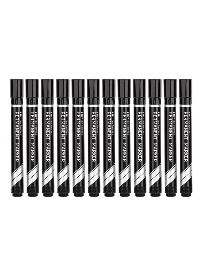 Deli 12-Piece Permanent Marker Set Black Chisel Tip 1.5-5mm - Image 2