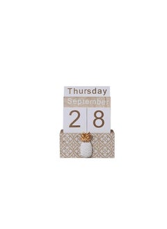 Generic Wooden Perpetual Calendar, Buery Vintage Wood Block Perpetual Calendar Desk Accessory Month Week Date Blocks for Desk Home Office Decoration  - Image 1