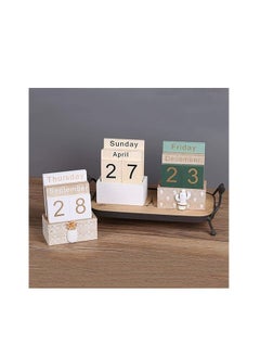 Generic Wooden Perpetual Calendar, Buery Vintage Wood Block Perpetual Calendar Desk Accessory Month Week Date Blocks for Desk Home Office Decoration  - Image 4