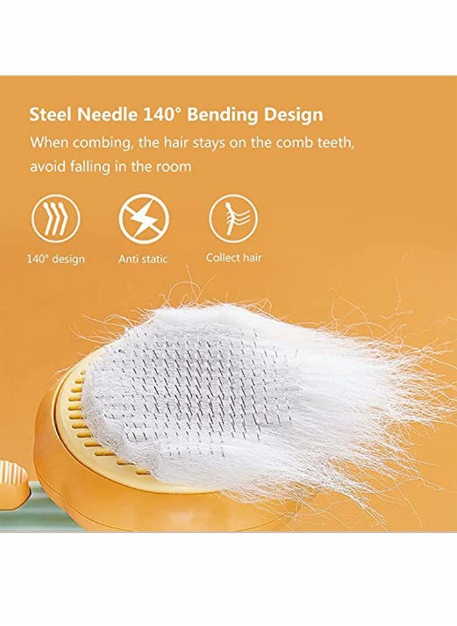 Generic - Pet Self Cleaning Slicker Brush, Cat Massage Comb with Soft Bent Pain-Free Bristles for Shedding and Grooming, Removes Loose Undercoat Gently, Tool for Dogs, Cats, Puppy, Rabbit (Pumpkin Color) - Image 1
