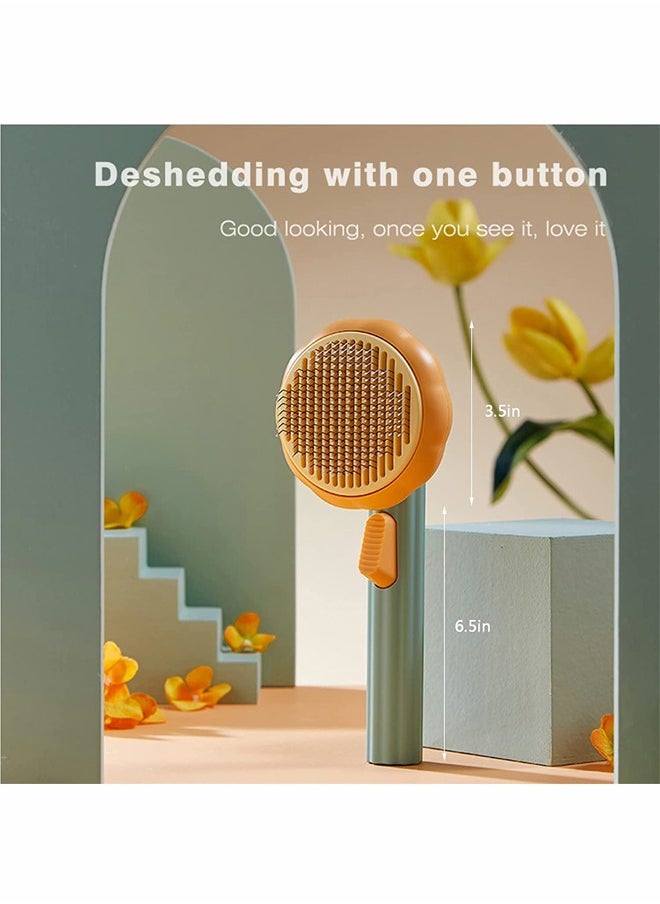 Generic - Pet Self Cleaning Slicker Brush, Cat Massage Comb with Soft Bent Pain-Free Bristles for Shedding and Grooming, Removes Loose Undercoat Gently, Tool for Dogs, Cats, Puppy, Rabbit (Pumpkin Color) - Image 1