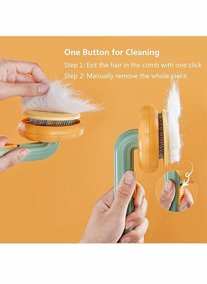 Generic - Pet Self Cleaning Slicker Brush, Cat Massage Comb with Soft Bent Pain-Free Bristles for Shedding and Grooming, Removes Loose Undercoat Gently, Tool for Dogs, Cats, Puppy, Rabbit (Pumpkin Color) - Image 1