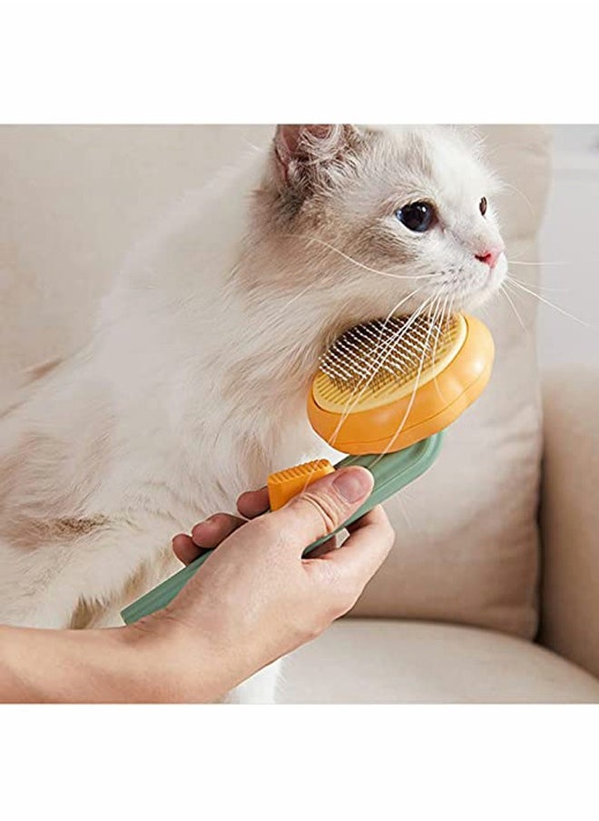 Generic - Pet Self Cleaning Slicker Brush, Cat Massage Comb with Soft Bent Pain-Free Bristles for Shedding and Grooming, Removes Loose Undercoat Gently, Tool for Dogs, Cats, Puppy, Rabbit (Pumpkin Color) - Image 1