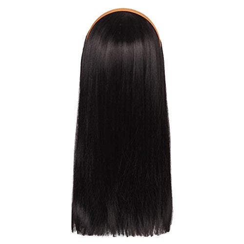 ColorGround Long Straight Black Natural Cosplay Wig for Halloween (Black) - Image 3