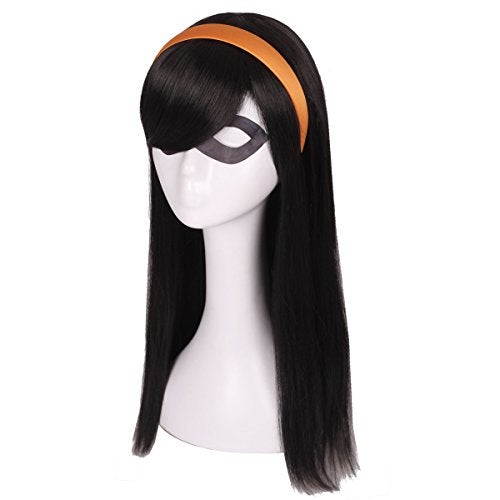 ColorGround Long Straight Black Natural Cosplay Wig for Halloween (Black) - Image 2