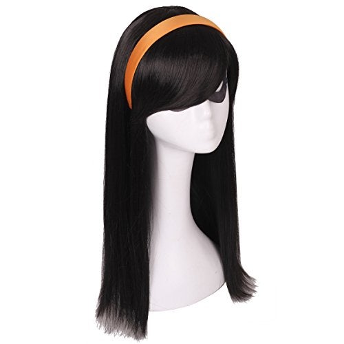 ColorGround Long Straight Black Natural Cosplay Wig for Halloween (Black) - Image 4