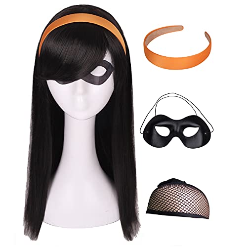 ColorGround Long Straight Black Natural Cosplay Wig for Halloween (Black) - Image 5