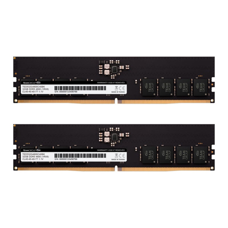 TEAMGROUP Elite DDR5 64GB Kit 2x32GB 4800MHz PC538400 CL40 NonECC Unbuffered 11V UDIMM 288 Pin PC Computer Desktop Memory Module Ram Upgrade TED564G4800C40DC01 - Image 2