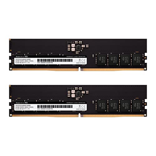TEAMGROUP Elite DDR5 64GB Kit 2x32GB 4800MHz PC538400 CL40 NonECC Unbuffered 11V UDIMM 288 Pin PC Computer Desktop Memory Module Ram Upgrade TED564G4800C40DC01 - Image 1