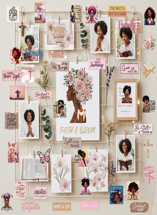 Eclazul Prayer Board Supplies Stickers - 100 Pcs Pink Brown Black Girl Christian Jesus Bible Verse Decals for Adults Women Motivational Religious Kit Bulk for Book Journal Water Bottles Scrapbook - Image 3