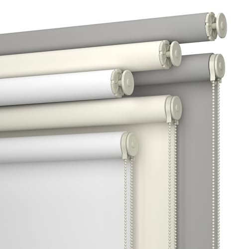 Hidpriva No Drill No Tools 100 Blackout Roller Shade UV Protection EasyCare Fabric Roller Blind for Windows Doors Pull Down Window Shade Grey 23 W x 75 H - Image 1