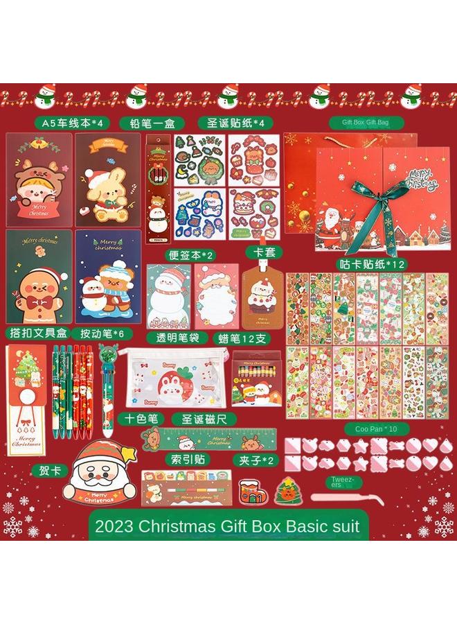 Bluejw Christmas Stationery Suit School Supplies Gift Box Primary School Children Girls Girls Gift Book Hand Account Account - Image 1
