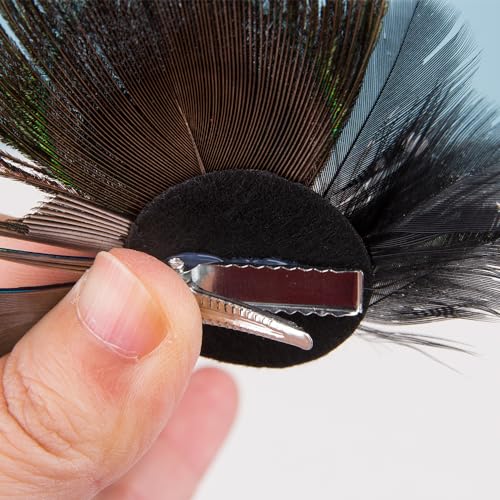 Comidox Hair Clip, Cute Peacock Feather with Rhinestones, Charming Peacock Headpiece Feather Hair Accessories for Women, Weddings, Parties, Halloween, Set of 2 - Image 5