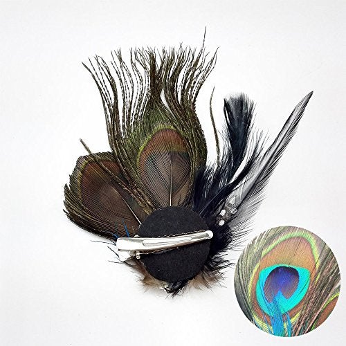 Comidox Hair Clip, Cute Peacock Feather with Rhinestones, Charming Peacock Headpiece Feather Hair Accessories for Women, Weddings, Parties, Halloween, Set of 2 - Image 2