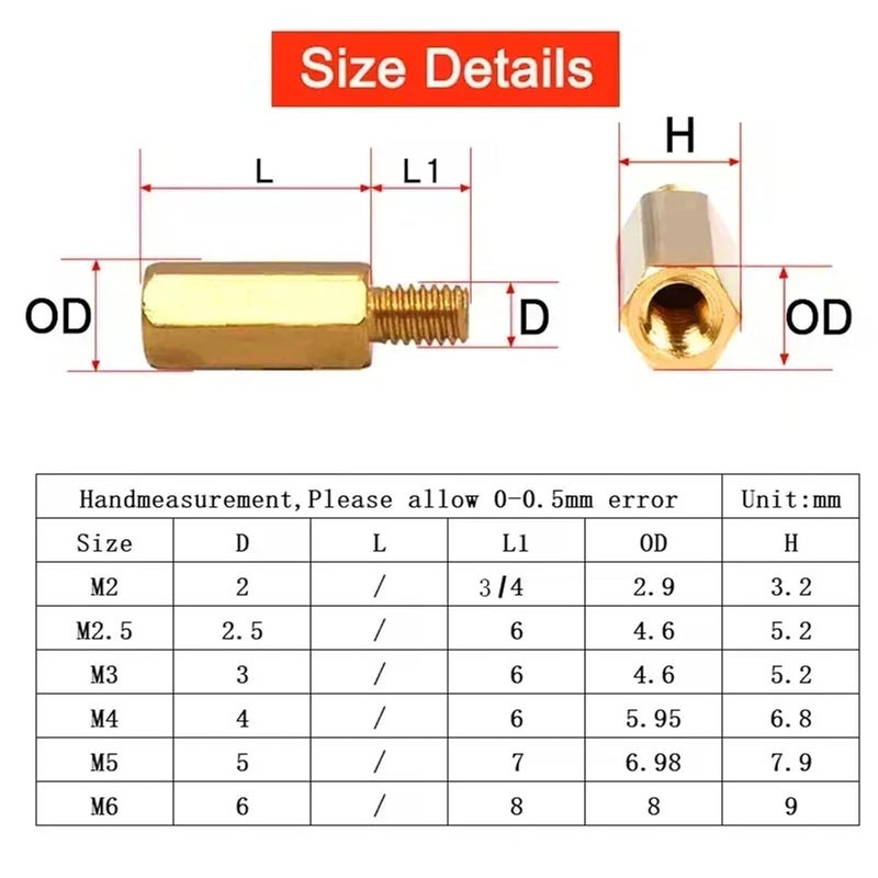 Hex Spacer Nut 30pcs Hex Brass Male Female Motherboard Standoff for Circuit Board, PCB Board etc(6mm,M3(Thread 6mm)) - Image 2