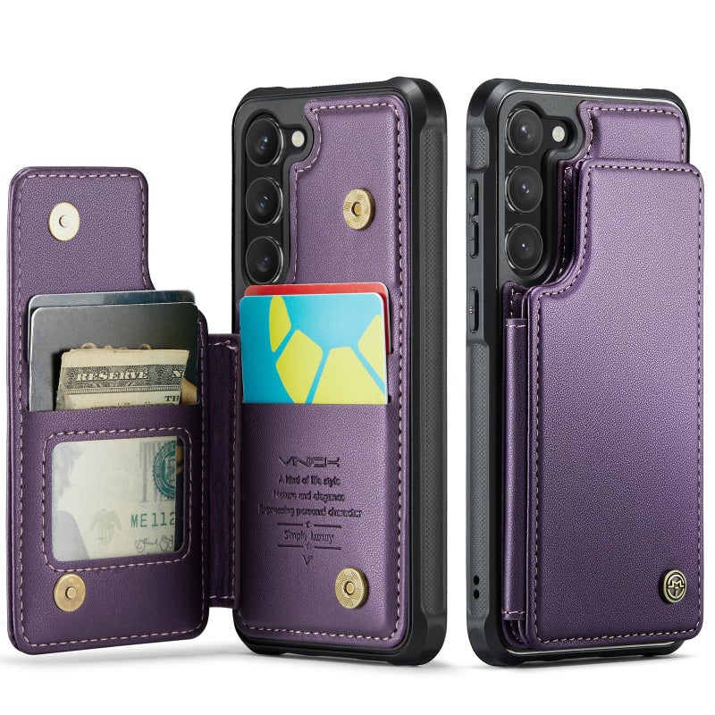 Vinich for Samsung Galaxy S23 Wallet Case with Card Holder, RFID Blocking Credit Slots Kickstand Shockproof Phone Cover Fit for Galaxy S23 6.1" Purple - Image 1