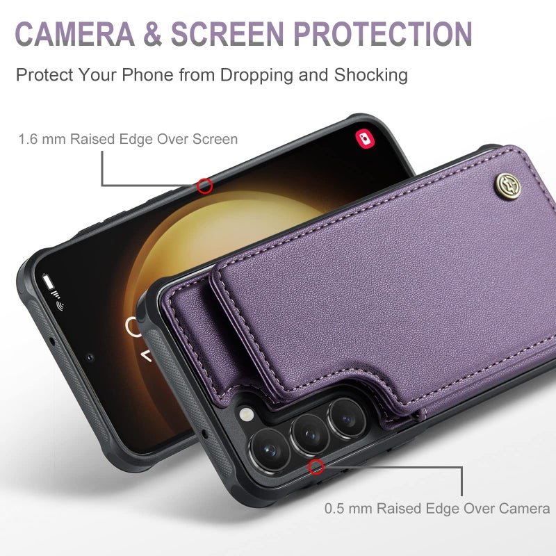 Vinich for Samsung Galaxy S23 Wallet Case with Card Holder, RFID Blocking Credit Slots Kickstand Shockproof Phone Cover Fit for Galaxy S23 6.1" Purple - Image 4